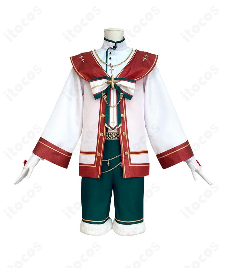 紫之 創 スタフェス衣装の正面図。胸元リボンや腰飾りの配置、発色を確認できるディテール重視の写真。