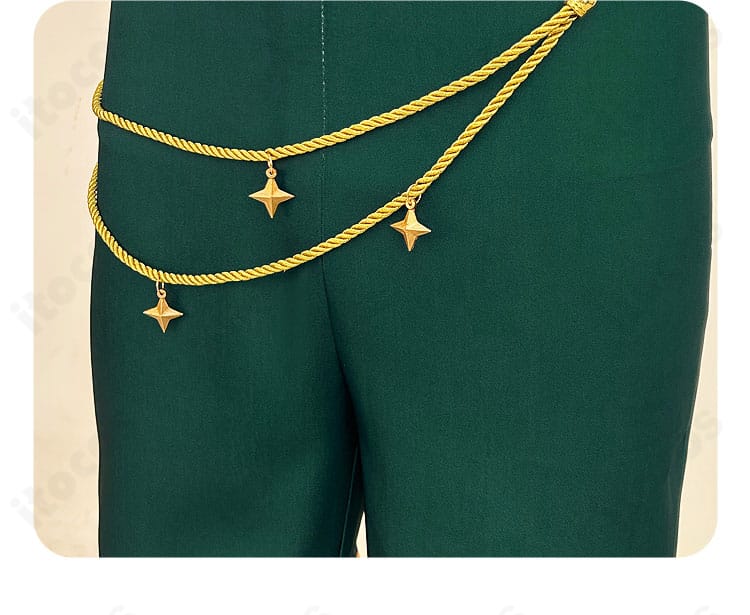 紫之 創 スタフェス衣装の腰部ロープ（紐）装飾の詳細。結び目の処理と固定方法が分かる画像。