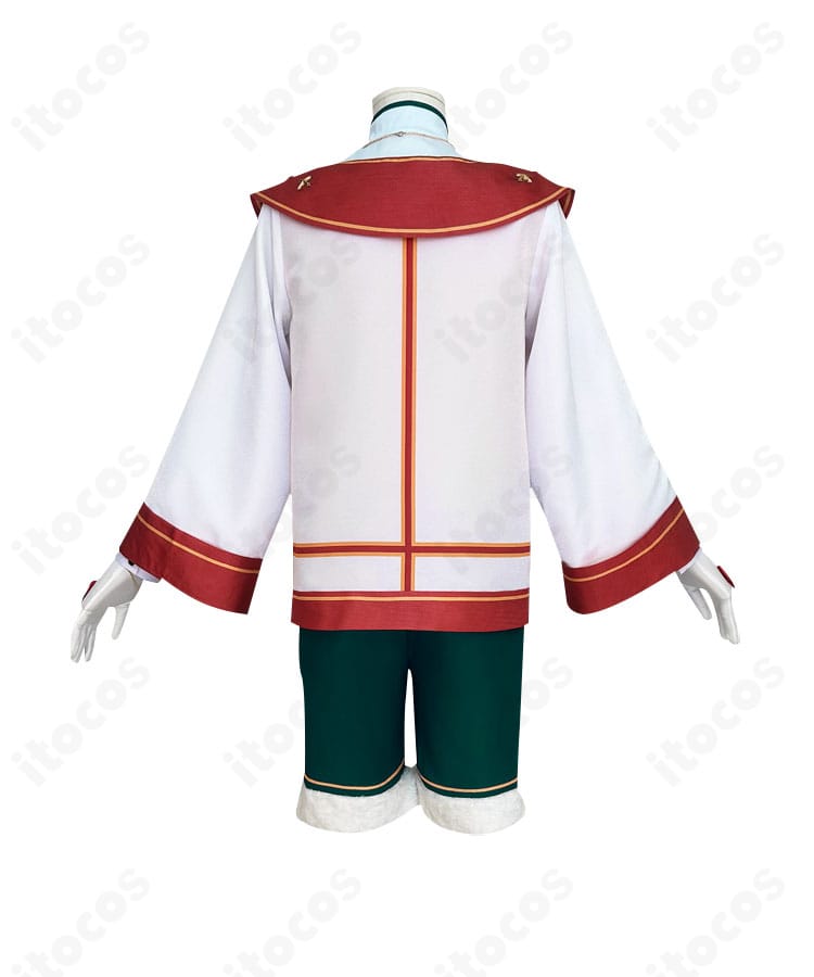 紫之 創 スタフェス衣装の背面図。背中の切替え線と裾デザイン、背面装飾の仕上がりが分かる画像。