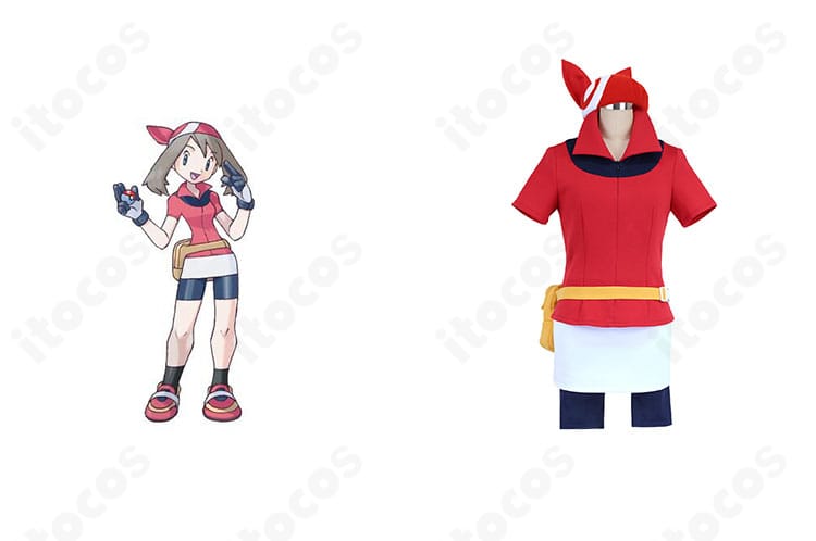 ハルカ（ポケットモンスター エメラルド）コスプレ衣装の正面とキャラ再現イメージ｜エメラルド版の配色と構成を忠実再現