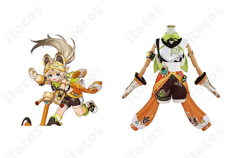 原神 カチーナのビジュアルとコスプレ衣装比較。ナタ地域テーマの配色と飾りを高再現でまとめた全体印象が分かる画像。