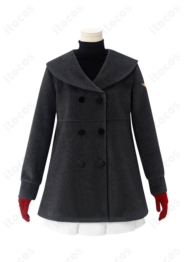 木之本桜 コスプレ衣装の正面全体像。コートのAラインシルエットと丈感を確認できる画像