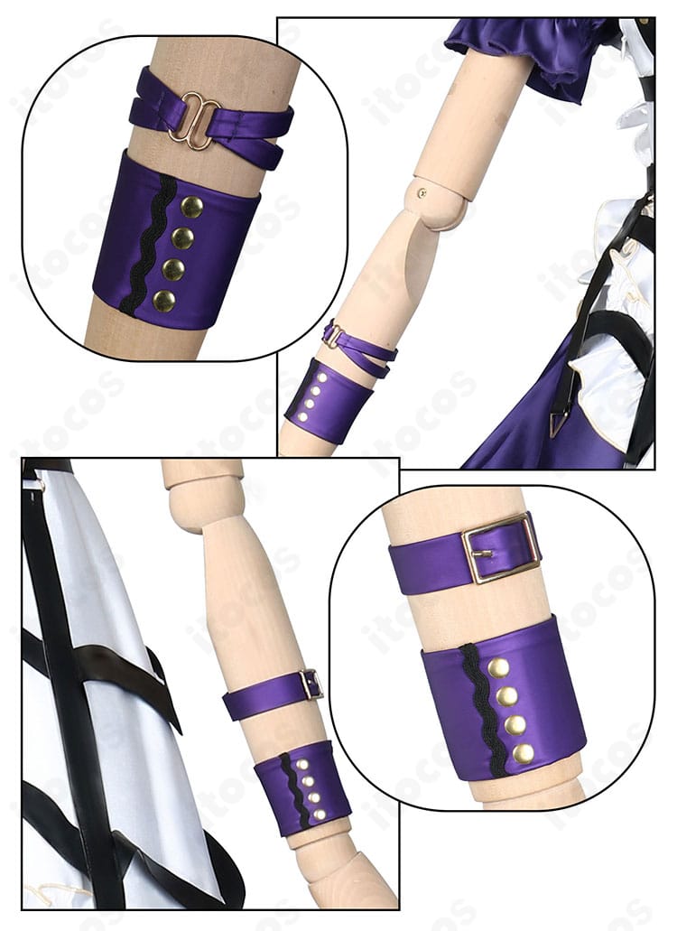 腕飾りのディテール。手首飾りの形状や留め方、装着時のボリューム感を示す画像