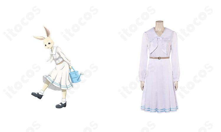 商品正面とハルが並ぶBEASTARS ハル チェリートン学園女子制服コスプレの全体画像