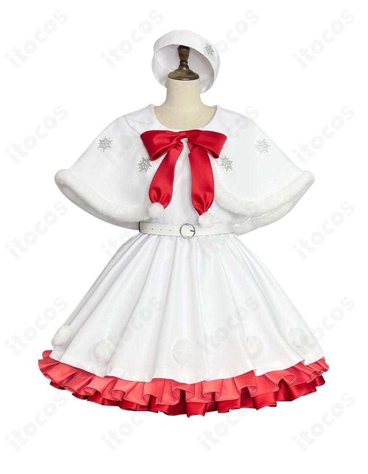 ラブライブ！サンシャイン!! 高海千歌 WINTER VACATION衣装の正面全身。帽子・スカーフ・マント・ベルト・ワンピースの配色とシルエットが確認できる画像