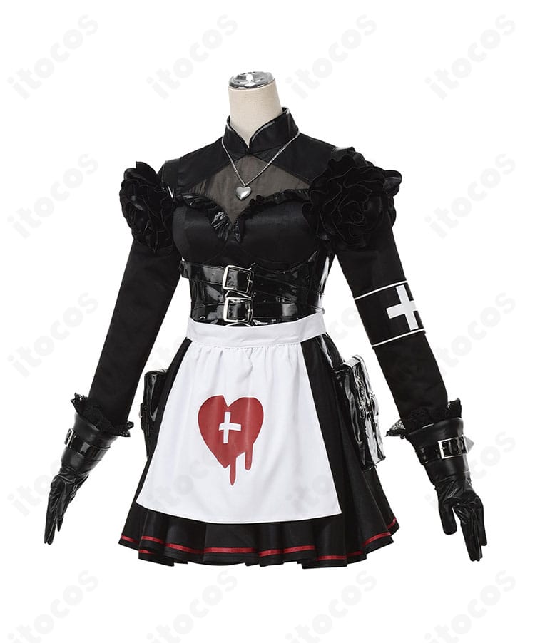 ナイチンゲール「安息の館」衣装の側面図。袖口の切り替えとスカートのラインが分かる横向きデザイン