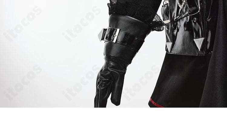 手袋のディテール。リボン飾りとステッチが分かる近接ショット