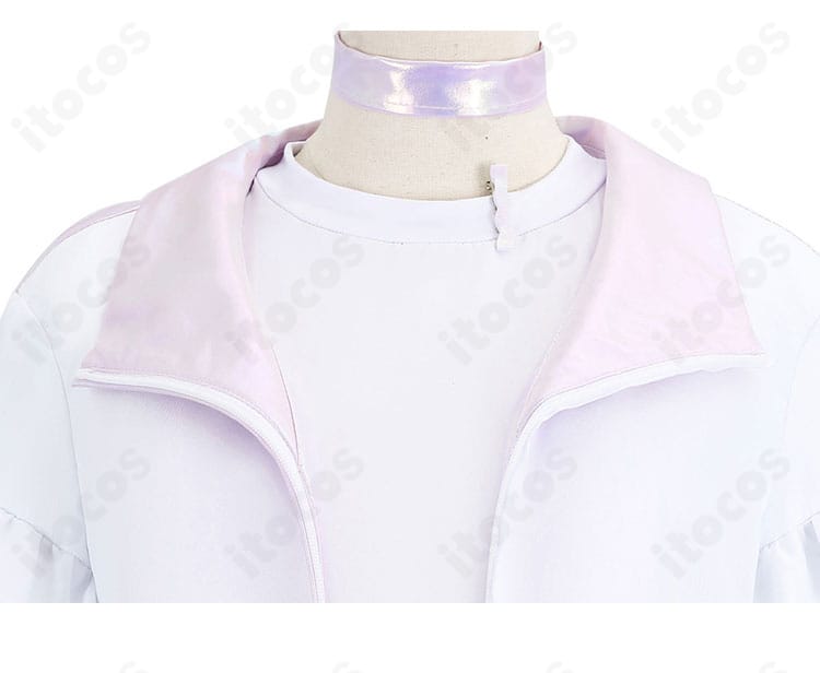 轟はじめ コスプレ衣装の襟元アップ。襟飾りとチョーカーの質感・装飾を示すディテール