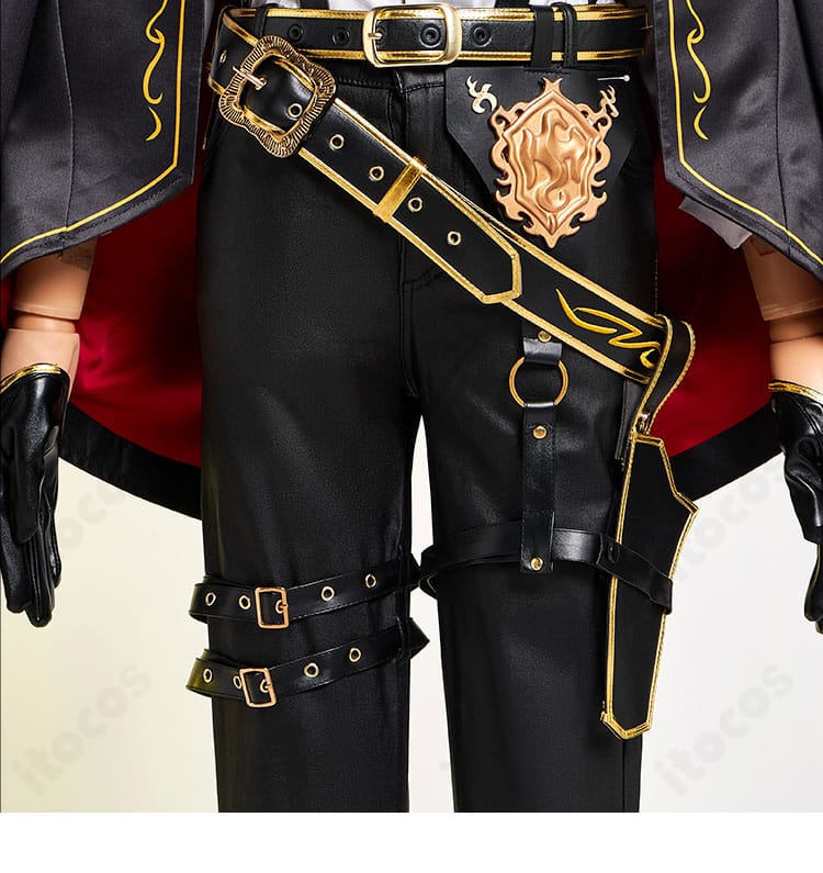 ズボン装飾の細部。サイドの飾りテープとステッチワークが確認できるディテール写真