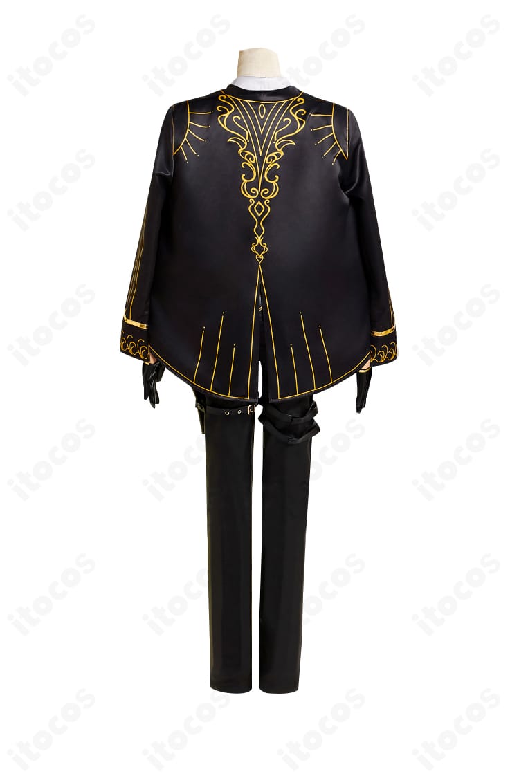 商品の背面写真。背中の切り替えやベルト取り回し、コート裾のシルエットが見える画像