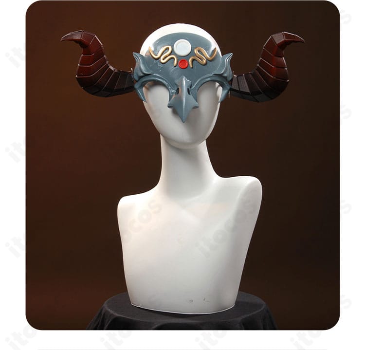 フールズ・ゴールド 仮面・顔飾りの近影。キャラクターの象徴的モチーフを忠実に再現