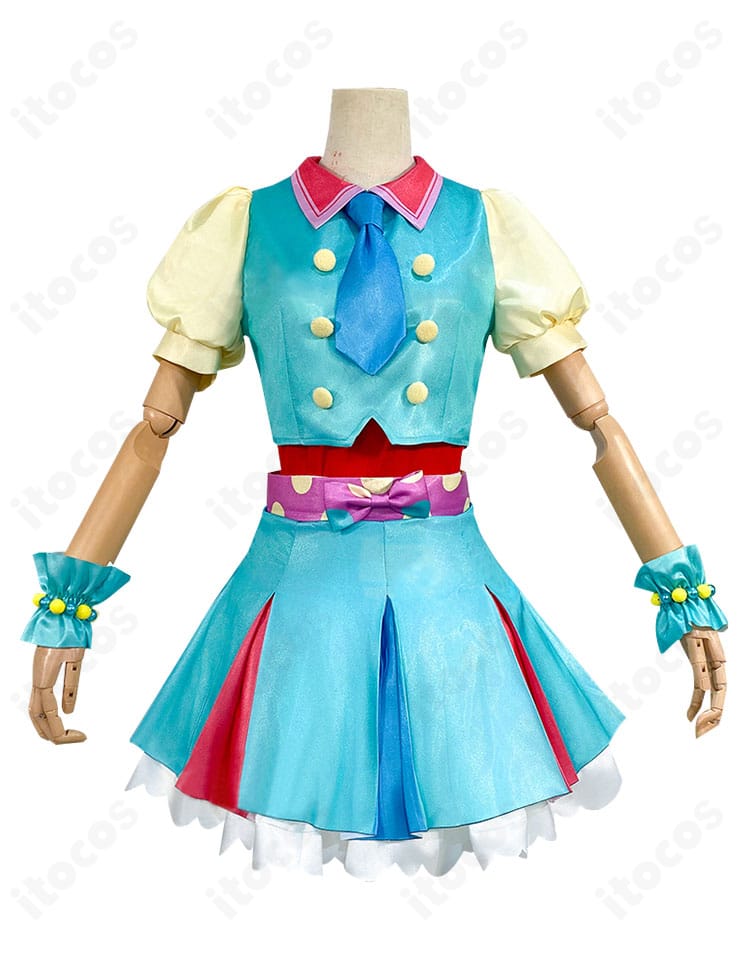 プリパラ 南みれぃ アイドル制服コスプレ衣装の正面全体図。トップスからスカート、ネクタイまでバランスよく仕上げたITOCOSの高品質モデル。