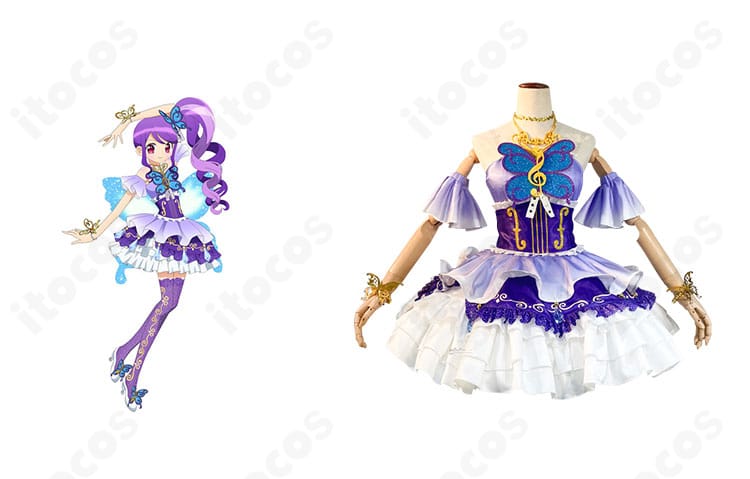 プリパラ じゅのん 神アイドル編コスプレ衣装の正面とキャラクター比較がわかる画像