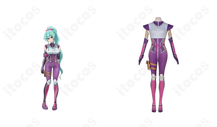 ニートくノ一 百地彩夢 常服コスプレ衣装の正面とキャラクター比較。シルエットと装飾の一致で高い再現度を示す構図。