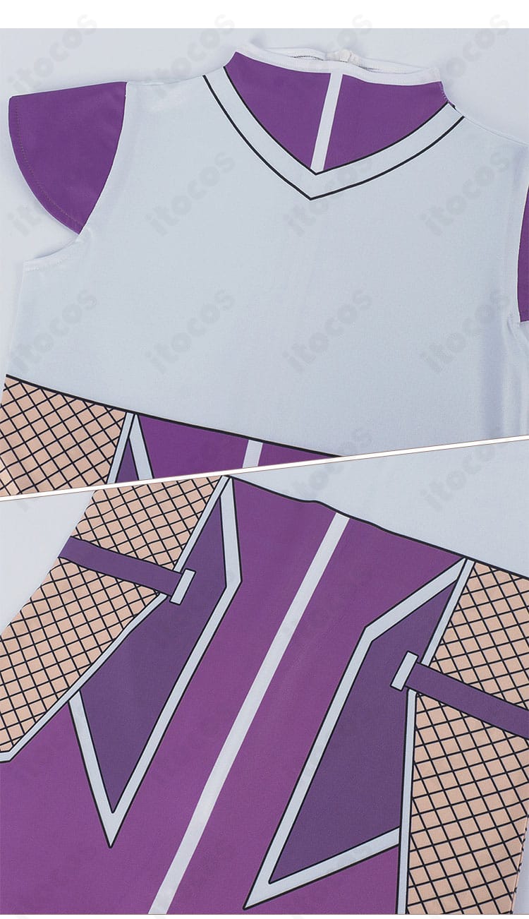 ニートくノ一 百地彩夢 常服コスプレ衣装の刺繍・飾りディテール。質感と形状を強調したクローズアップ。