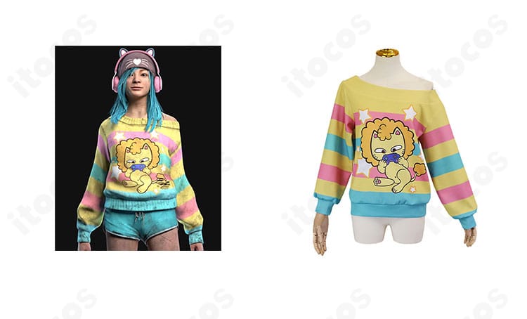 Dead by Daylight フェン・ミン 実況配信バージョンの正面全身とキャラクター比較。配色や模様を高忠実に再現したストリート衣装。