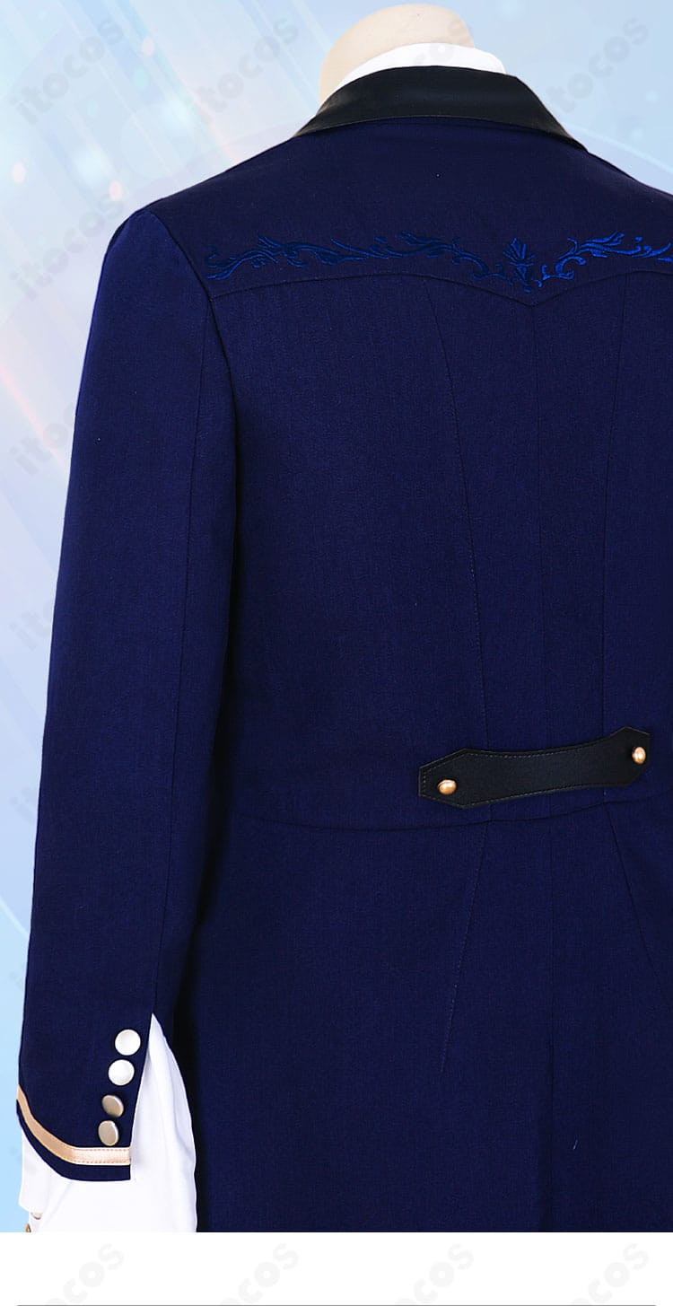 恋と深空 ホムラ 海妖の影コスプレ衣装・外套背面の装飾フォーカス。撮影で映える陰影と質感。