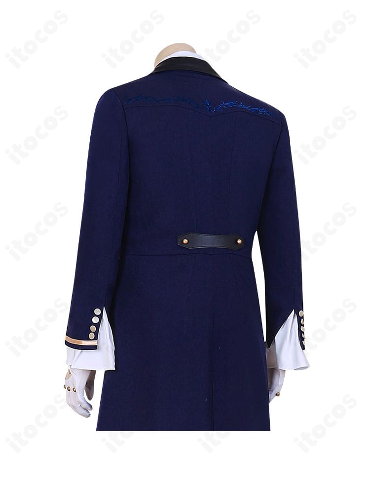 恋と深空 ホムラ 海妖の影コスプレ衣装の肩・袖装飾クローズアップ。立体的な意匠で世界観を表現。