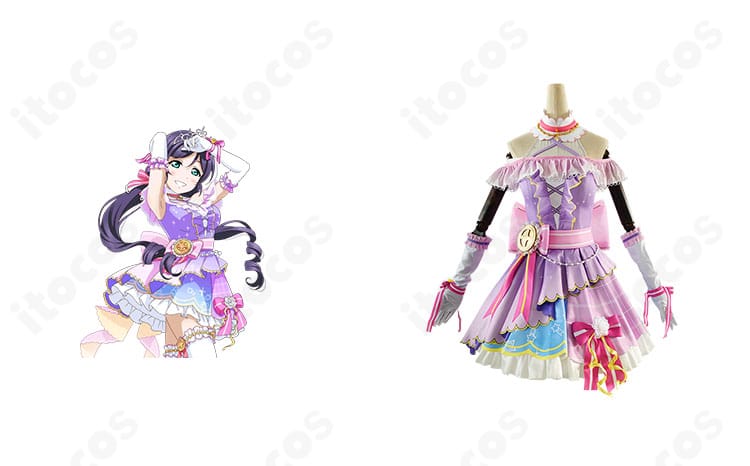 ラブライブ！スクフェス 東條希「カウントダウンライブ編 新年を盛り上げて」衣装の正面とキャラクター比較。高再現度でイベント・撮影会向けのフルセット。