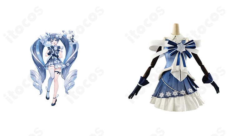 初音ミク（雪ミク2025『キラキラスノーマテリアル』）の公式イメージを踏まえた正面全身。衣装のきらめき表現と配色がわかる構図。