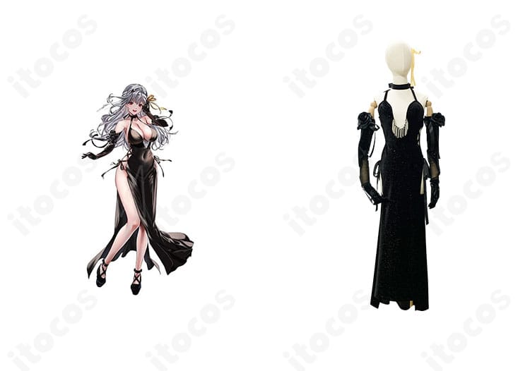 勝利の女神:NIKKE モダニアのコスプレ衣装を正面から撮影。高再現の装甲ラインと配色がわかる全身カット。