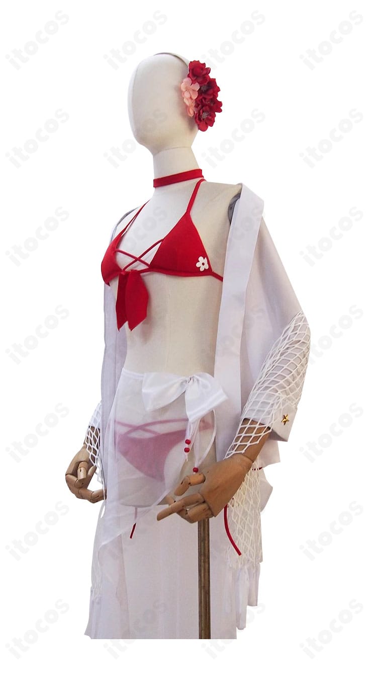 サクラ水着コスの側面ディテール。シルエットの美しさとステッチの丁寧さが確認できる角度。