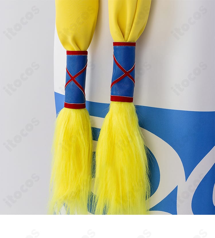 神楽コスプレ衣装の腰ベルト先端フリンジ装飾。細部へのこだわりを示すクローズアップ。