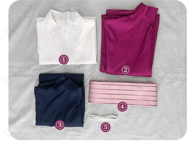 宇髄天元 コスプレ衣装のセット内容レイアウト｜主要パーツを並べた構成が一目で分かる