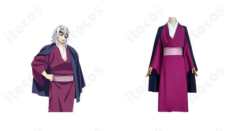 宇髄天元 柱稽古編のコスプレ衣装とキャラクター画像の比較正面カット｜高再現でイベント向けの仕上がり