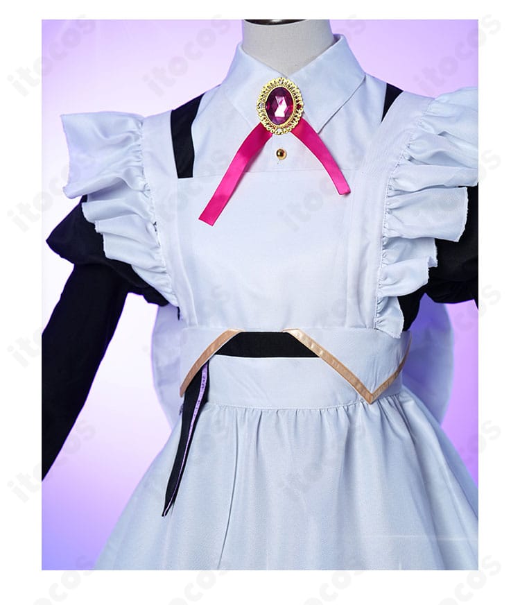 襟元と胸元リボンのクローズアップ。高品質リボンときれいなステッチが分かるディテール画像