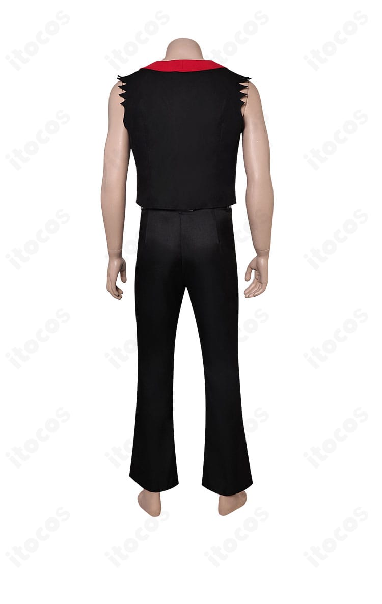 ヘルヴァ・ボス サタン コスプレ衣装の背面。背面の切替えとベルト位置、裾のラインを表示。