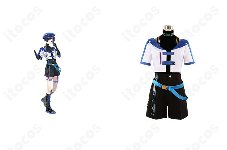 原神 放浪者（スカラマシュ）コスプレ衣装の正面全身とキャラビジュアルの比較。広縁帽と和風装飾まで高再現の造形が分かる画像。