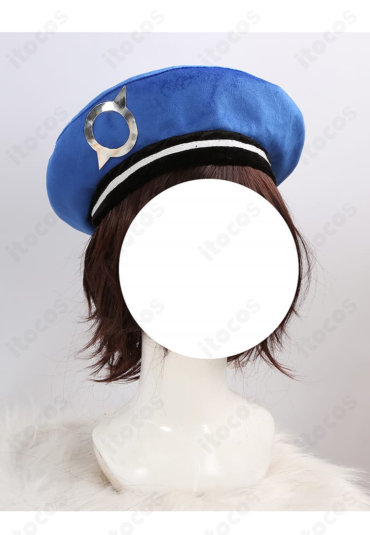 原神 放浪者（スカラマシュ）コスプレ衣装 帽子のディテール。縁の形状と装飾の配置が伝わるクローズアップ。