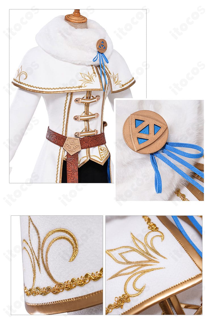 ゼルダ姫のショールと襟元まわりの細部。縁取りと飾りの質感差で立体感を強調。