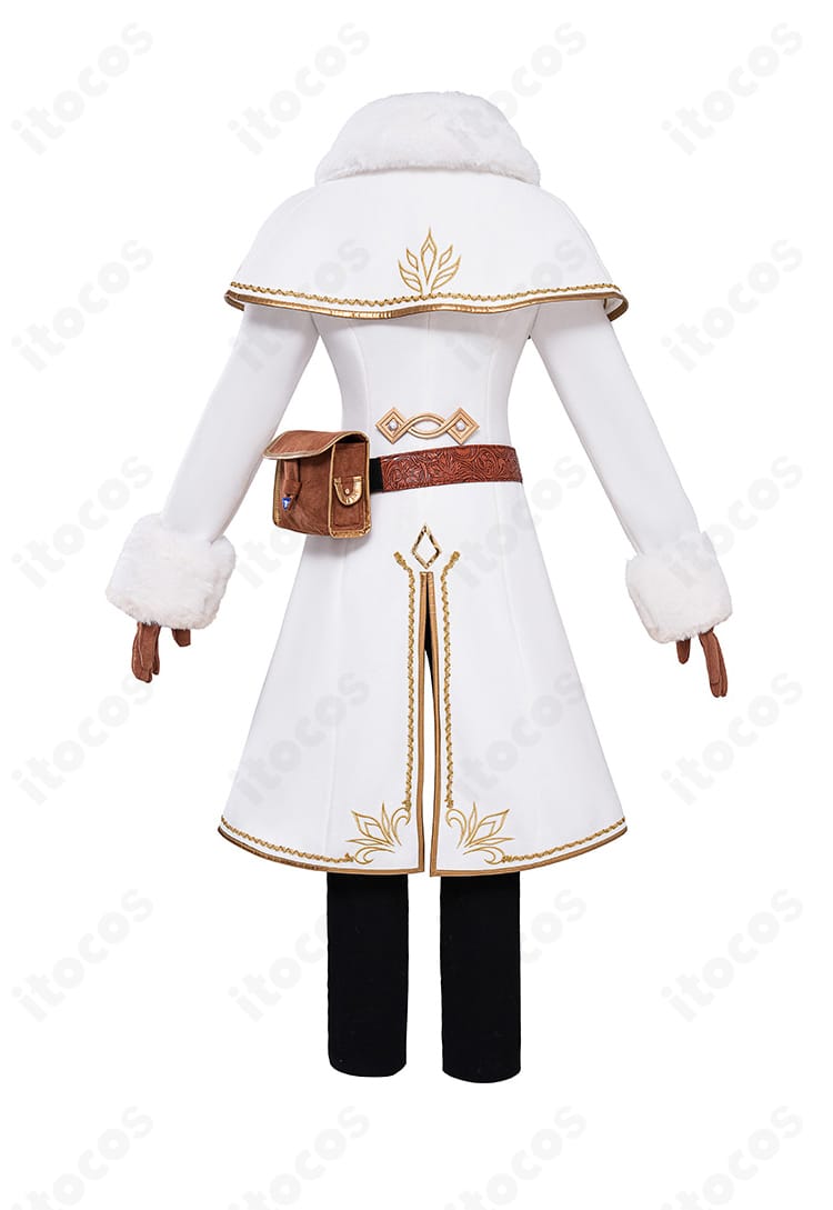 ゼルダ姫 冬服コスプレの背面。ショールの落ち感と衣裾装飾の配置を忠実に再現。