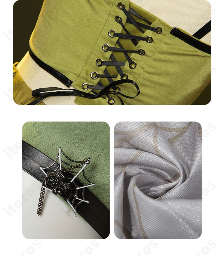 背面上部と帽子装飾の接写。背面シームの走りと装飾位置関係を確認できる。