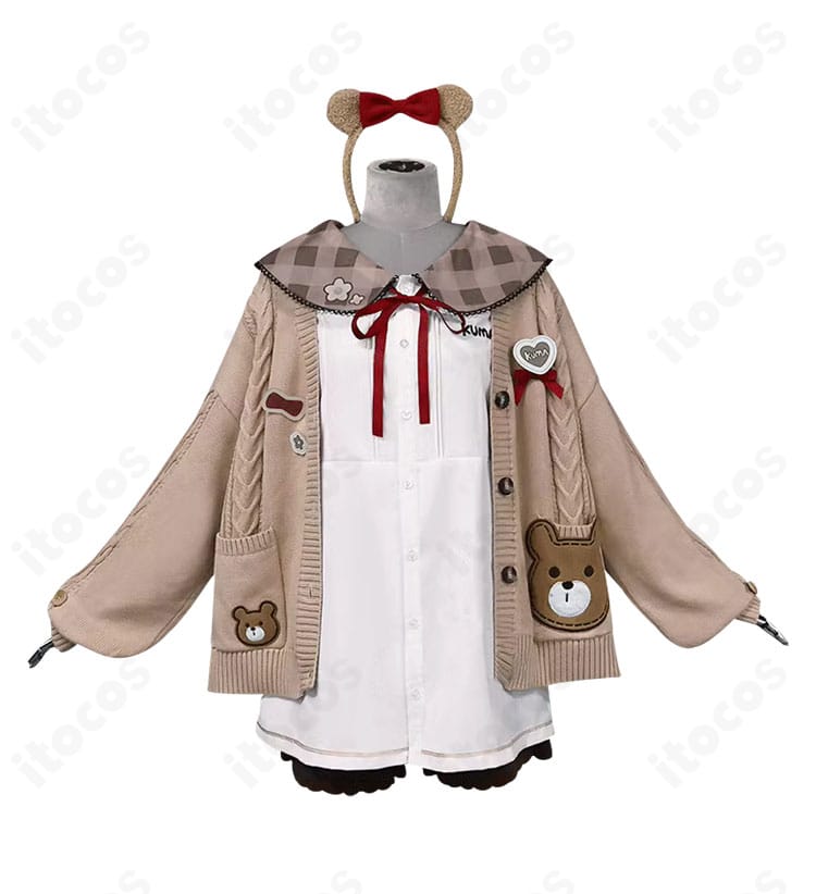 草薙寧々 コスプレ衣装の正面全体画像。コート・トップス・ショートパンツのバランスとリボン、カチューシャの位置関係がわかります。