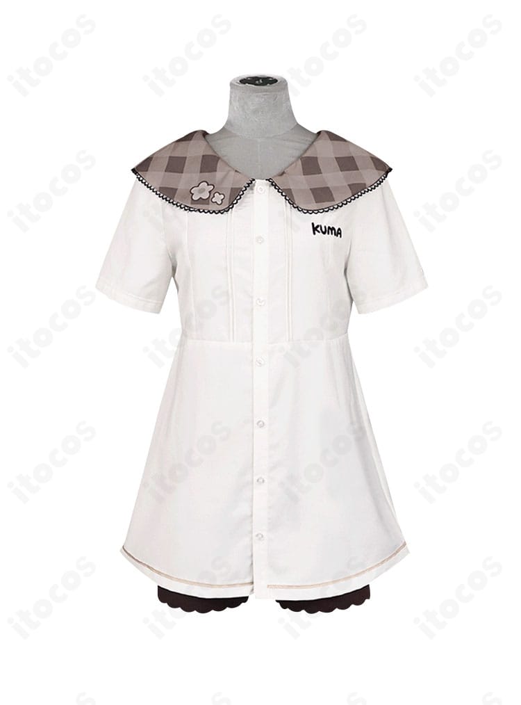 草薙寧々 コスプレ衣装 トップス正面ディテール。素材の質感と襟元の仕立て、胸元の切り替えがはっきり見える接写です。