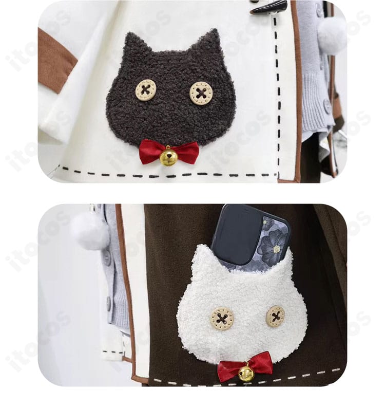 コートのポケット装飾ディテール。デザイン性と実用的な開口部の形状が分かる画像