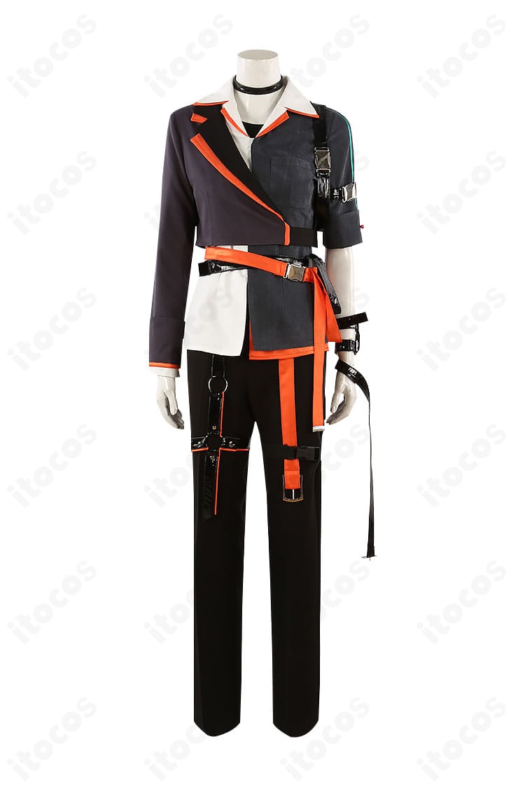 原神 楓原万葉 ARANAGI版コスプレ衣装の正面ディテール。精緻な刺繍と配色、胸元から裾の文様を鮮明に確認できる近接画像。