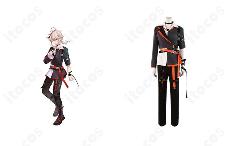 原神 楓原万葉 ARANAGI版コスプレ衣装の正面全身。キャラクターイメージとの並置で高い再現度と風要素の意匠を表現。