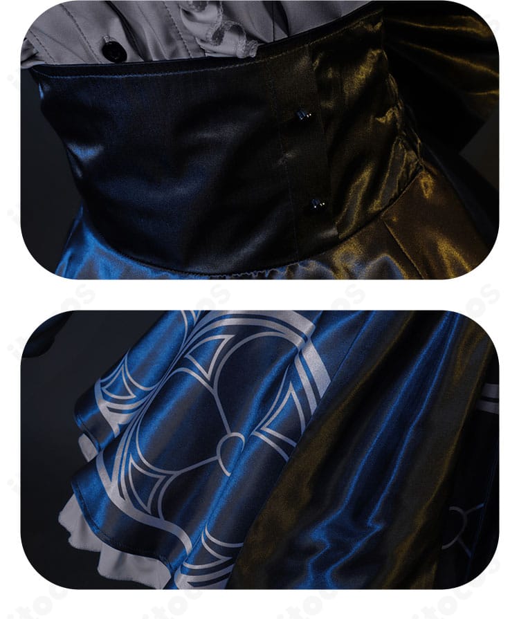 蒼森ミネ アイドル衣装のスカート装飾ディテール。フリルの重なりとリボン配置、縁取りのコントラストが分かる写真。