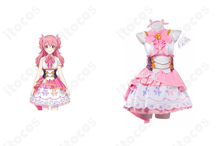 桃井愛莉「気配りは笑顔とともに」衣装の正面全体。プロセカ公式イメージに沿った発色とシルエットを再現。