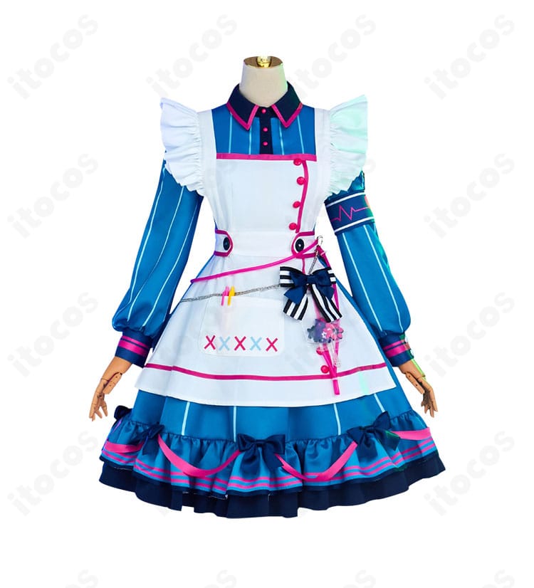 朝比奈まふゆコスプレ衣装 正面全体。猫耳モチーフとメイド調エプロンが可愛らしいポイント。