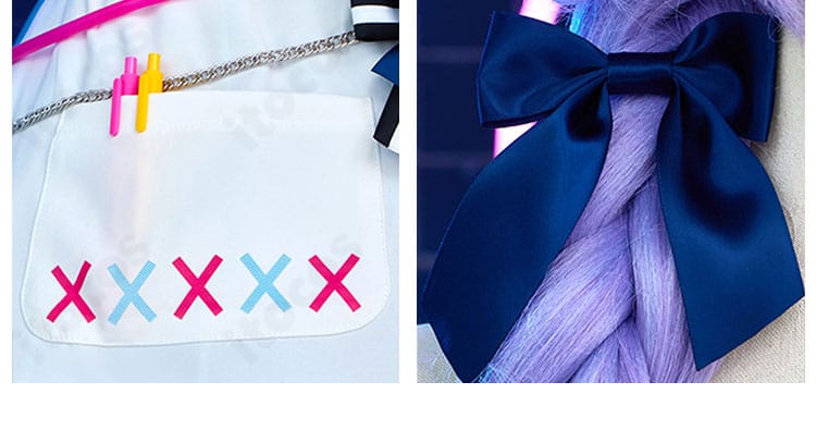 朝比奈まふゆ衣装のエプロンと髪飾りの細部。キャラクター性を支えるアイテムをクローズアップ。