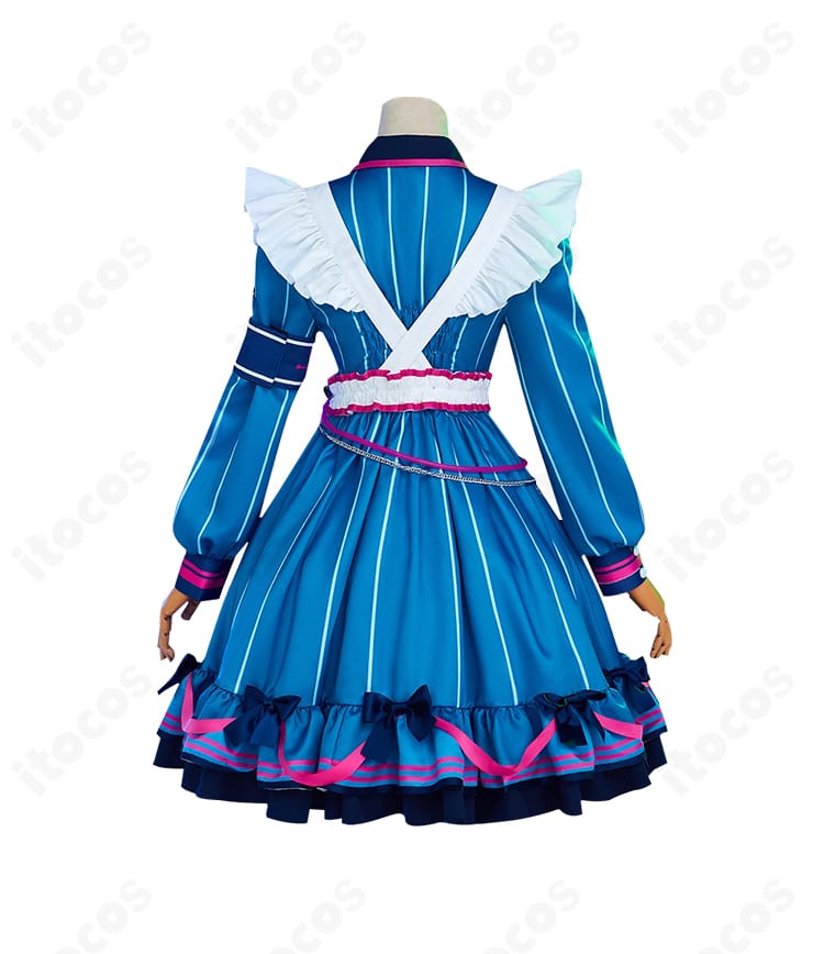 朝比奈まふゆ衣装の背面全体。背中の切り替えとリボン位置など背面ディテールを撮影。