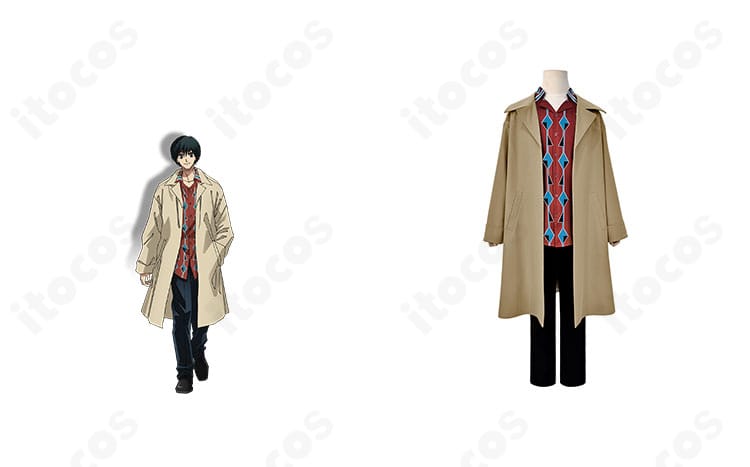 SAKAMOTO DAYS 南雲のコスプレ衣装・正面全身とキャラクター比較。ロングコートと白シャツ、ズボンの再現度が分かる画像