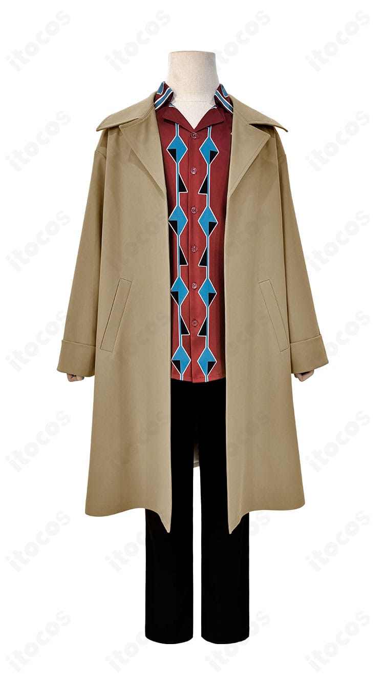 SAKAMOTO DAYS 南雲 コスプレ衣装の正面ビュー。端正なスーツシルエットとコートの落ち感が見える画像