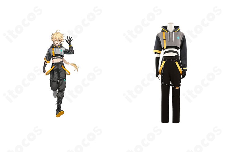 原神 空（そら）コスプレ衣装とキャラクター比較の合成画像。高再現ディテールとオーダーメイド対応を示すビジュアル。