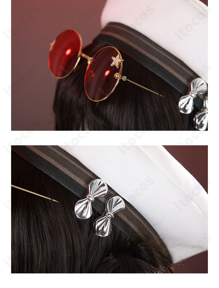 帽子飾りの近接ディテール。小物パーツの取り付け精度と色合いを強調。